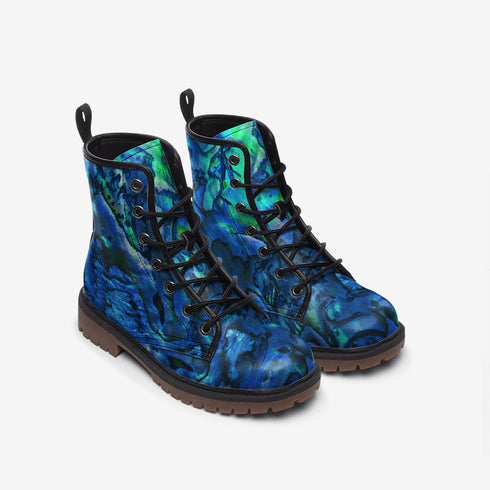 Paua Shell Vegan Leather Lightweight boots MT - Books Worth Keeping